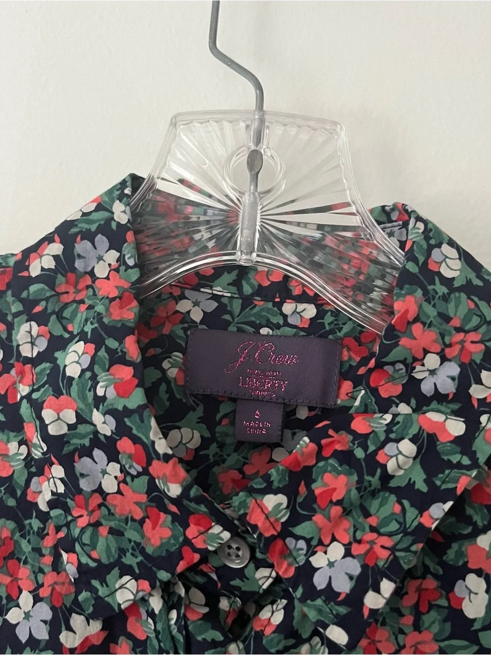 J Crew Liberty Of London Perfect Slim Fit Shirt Sarah Floral Black Red 6 Cotton